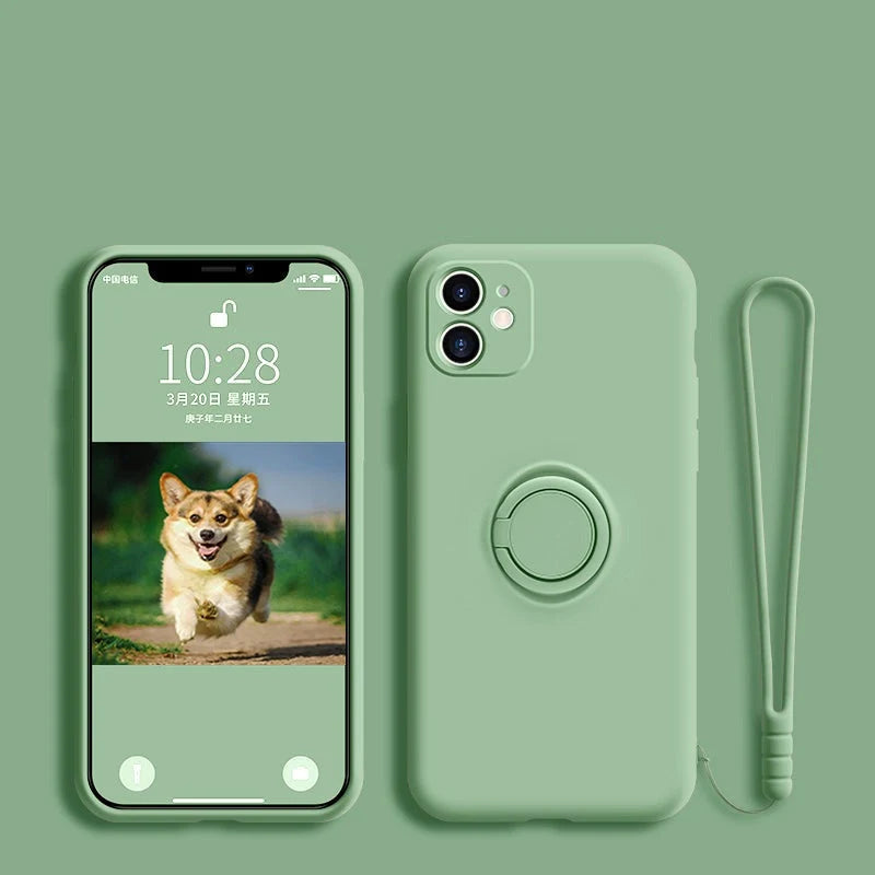 Phone Case Liquid Silicone Ring Holder Matte Dirt-Resistant Finish
