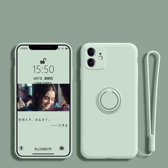 Phone Case Liquid Silicone Ring Holder Matte Dirt-Resistant Finish