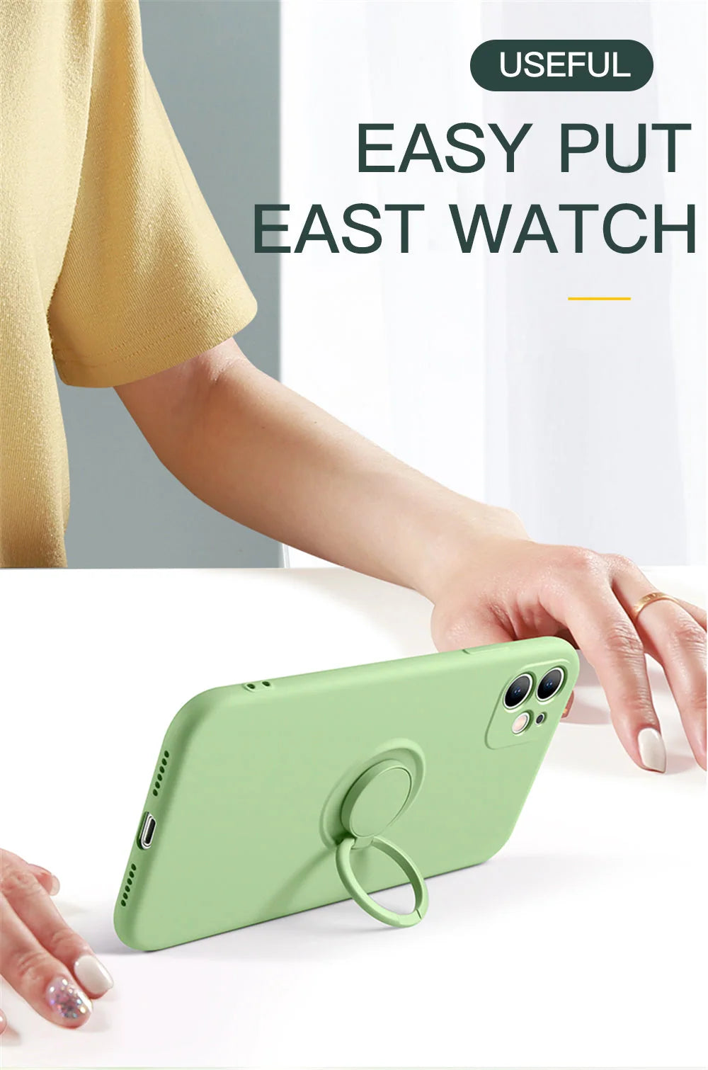 Phone Case Liquid Silicone Ring Holder Matte Dirt-Resistant Finish