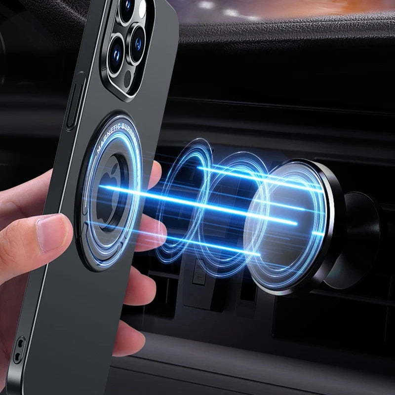 Phone Case Magnetic Ring Stand Wireless Charging Compatible