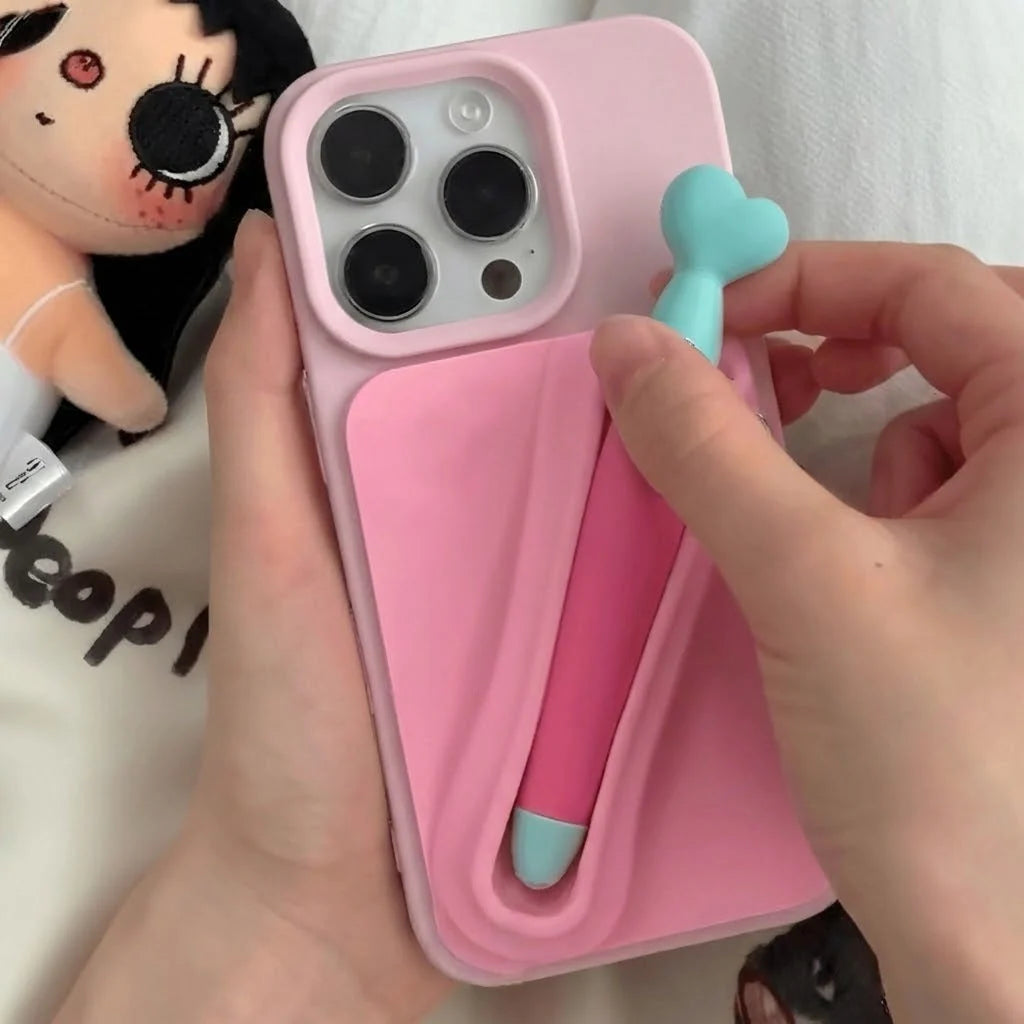 Phone Case Silicone Built-In Stylus Holder Matte Finish