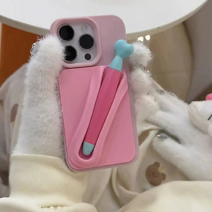 Phone Case Silicone Built-In Stylus Holder Matte Finish