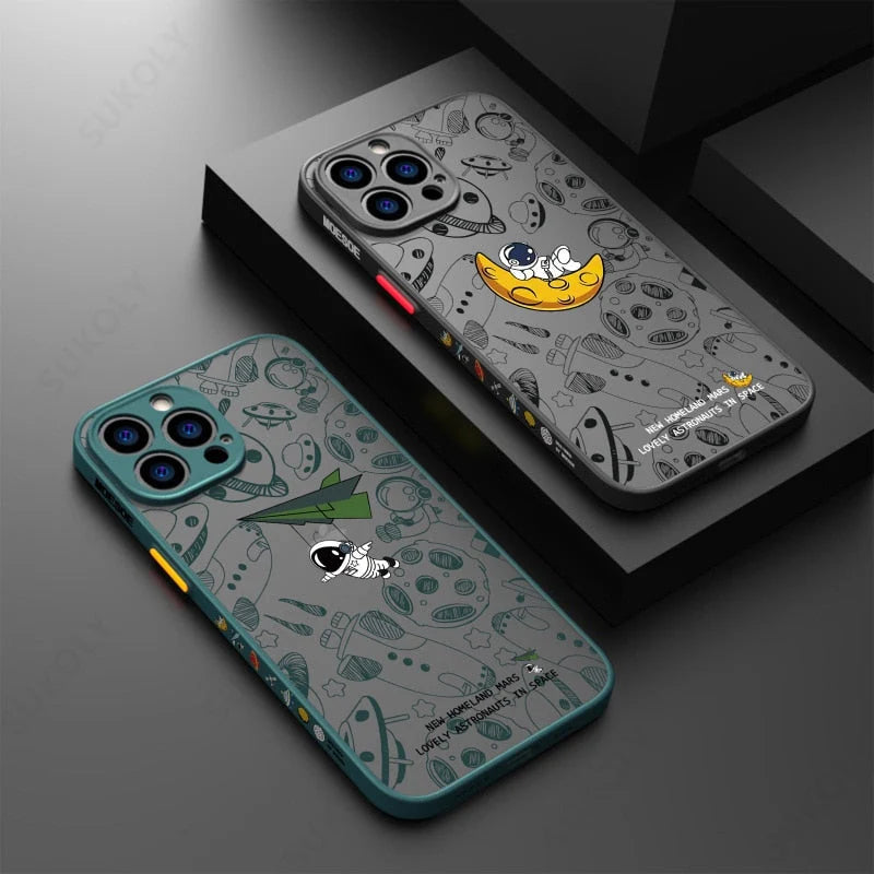 Phone Case Transparent Acrylic Astronaut Design Scratch-Resistant