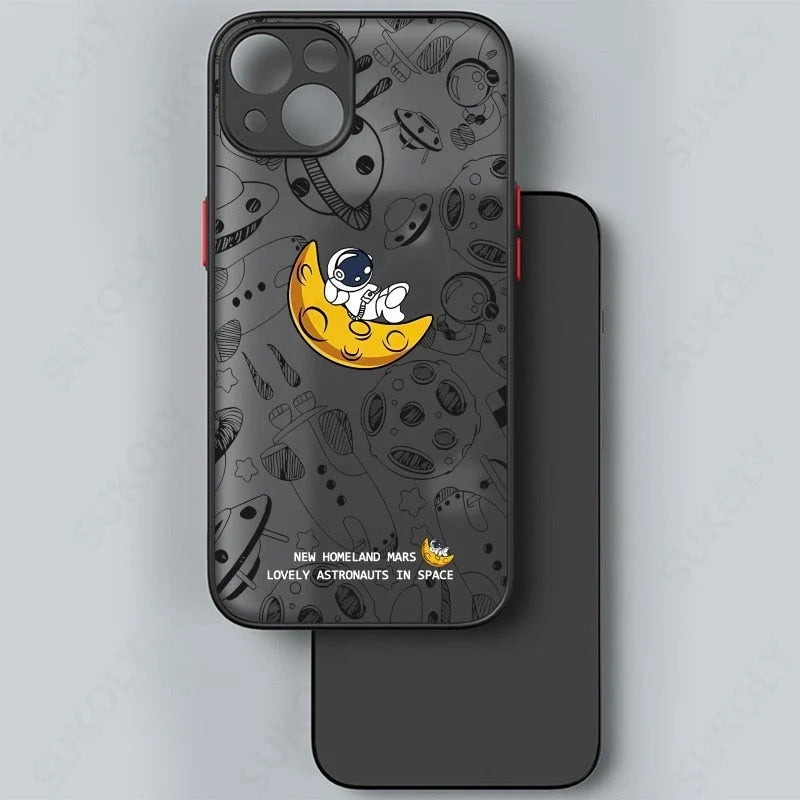 Phone Case Transparent Acrylic Astronaut Design Scratch-Resistant