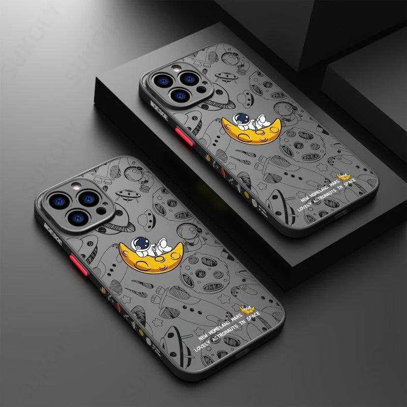 Phone Case Transparent Acrylic Astronaut Design Scratch-Resistant