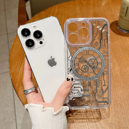 Phone Case Transparent Mechanical Clock MagSafe Compatible