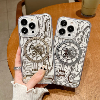 Phone Case Transparent Mechanical Clock MagSafe Compatible