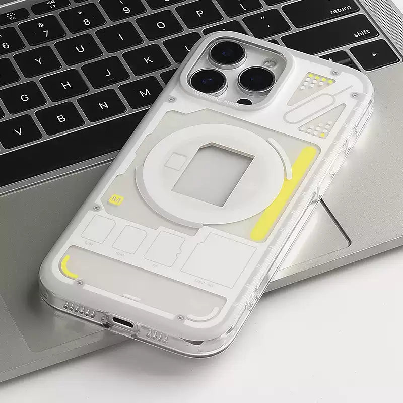 Phone Case Transparent Memory Chip Design Shock-Absorbing Edges Slim Profile