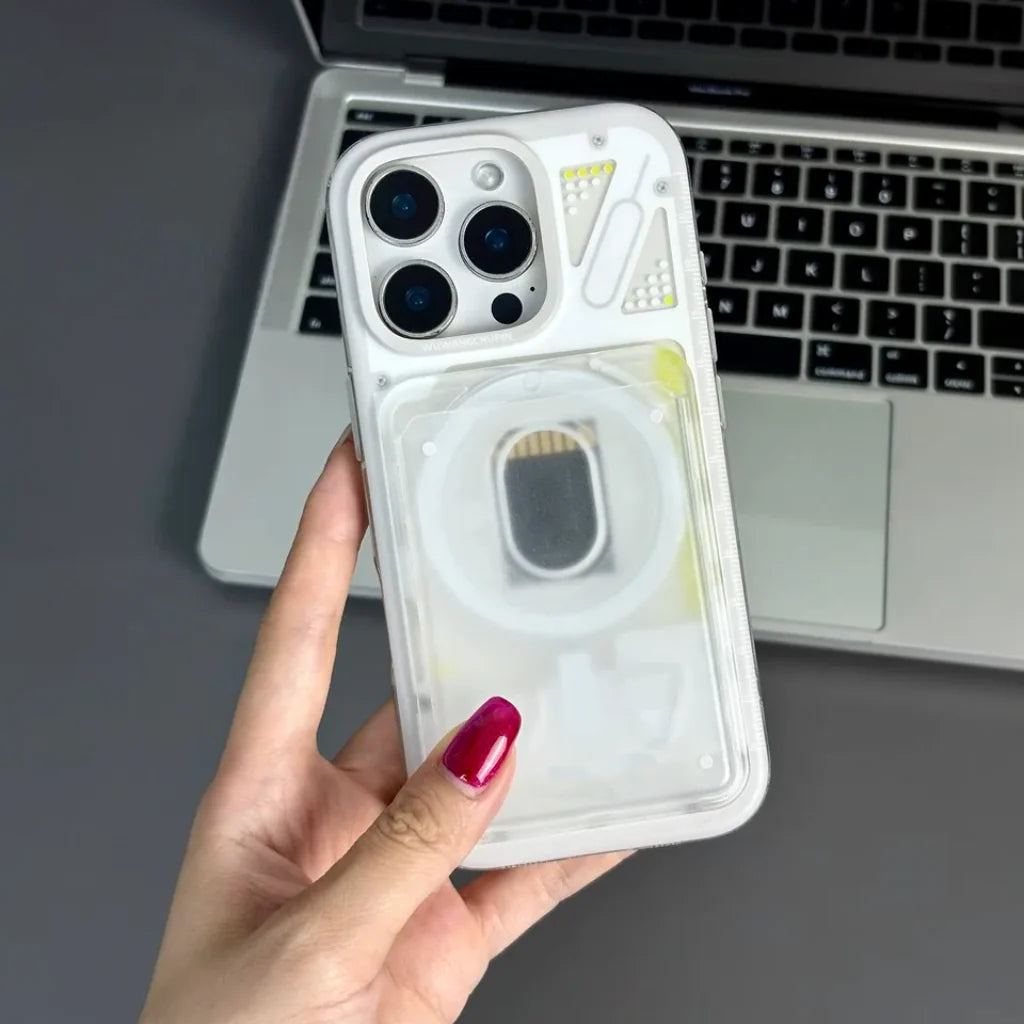 Phone Case Transparent Memory Chip Design Shock-Absorbing Edges Slim Profile