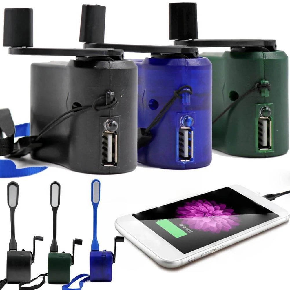 Phone Charger Hand Crank Emergency Power LED Light