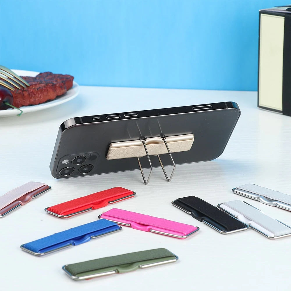 Phone Grip Holder Elastic Strap & Metal Kickstand