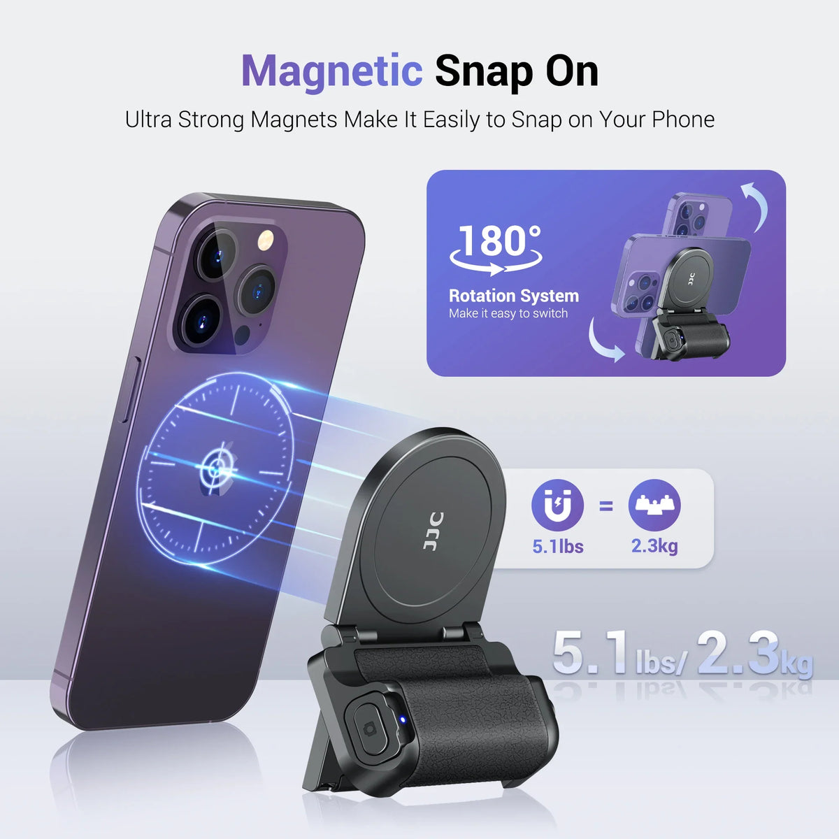 Phone Holder Magnetic Foldable Stand With Bluetooth Remote