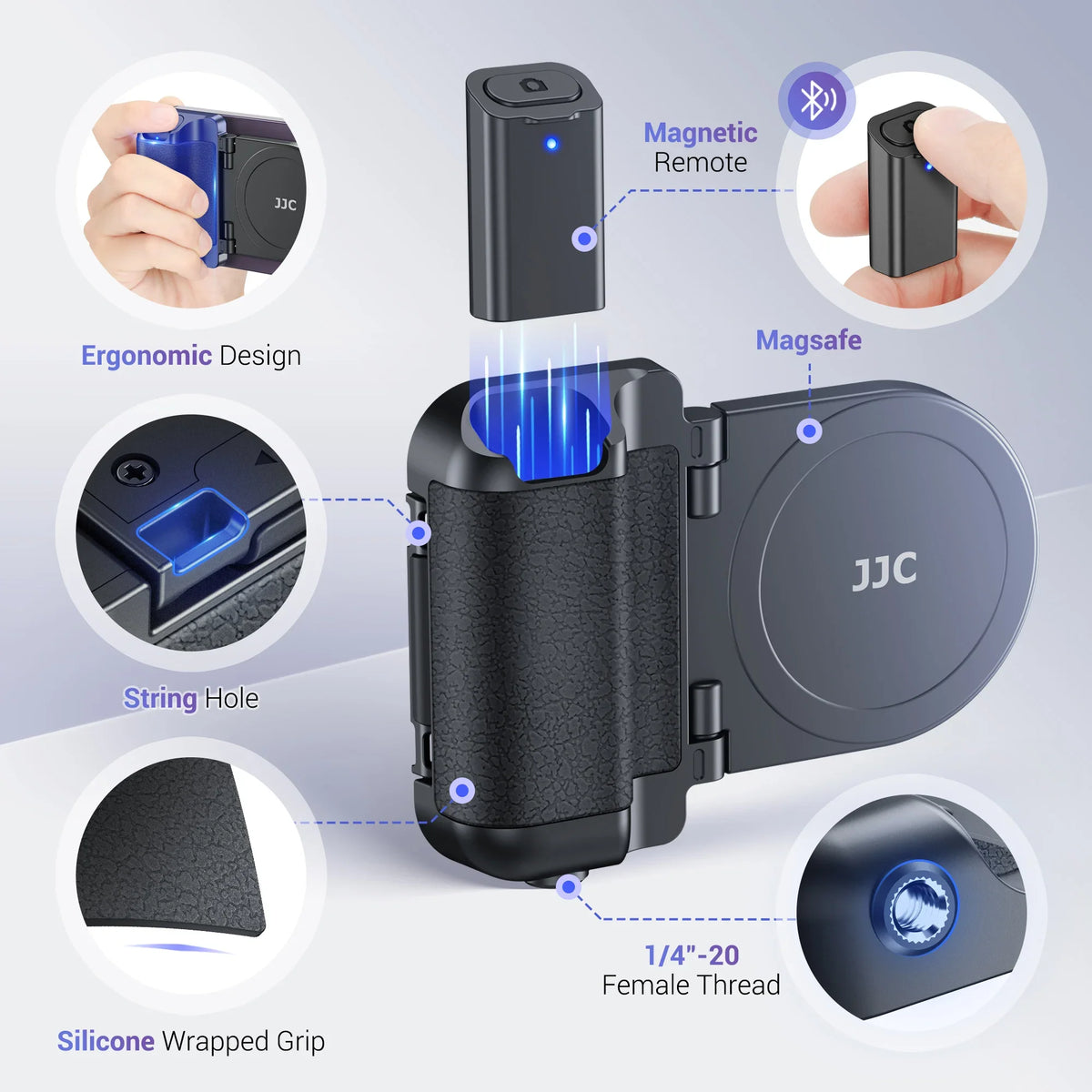 Phone Holder Magnetic Foldable Stand With Bluetooth Remote
