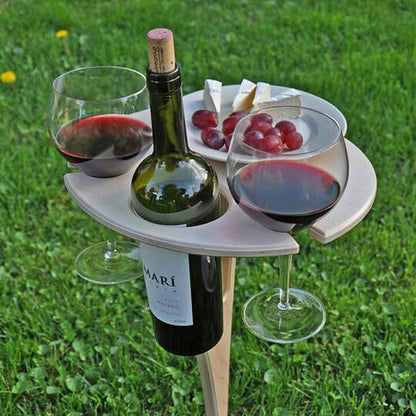 Picnic Table Foldable Wood Wine & Glass Holders