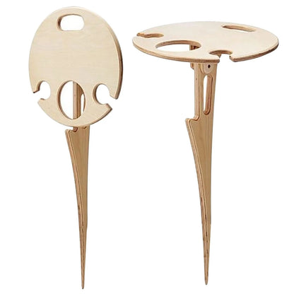 Picnic Table Foldable Wood Wine & Glass Holders
