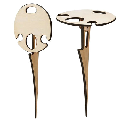 Picnic Table Foldable Wood Wine & Glass Holders