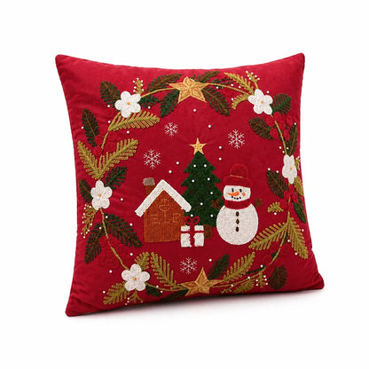 Pillow Cover Embroidered Wreath & Sequins
