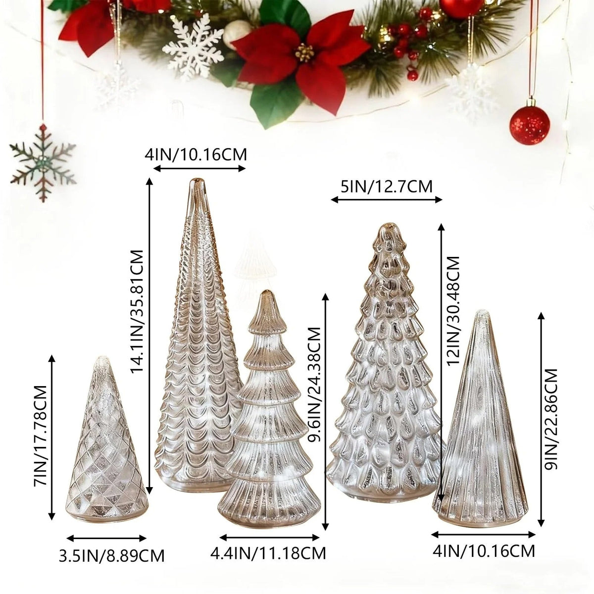 Pinecone Lights Warm LED Mercury Glass Set of 5