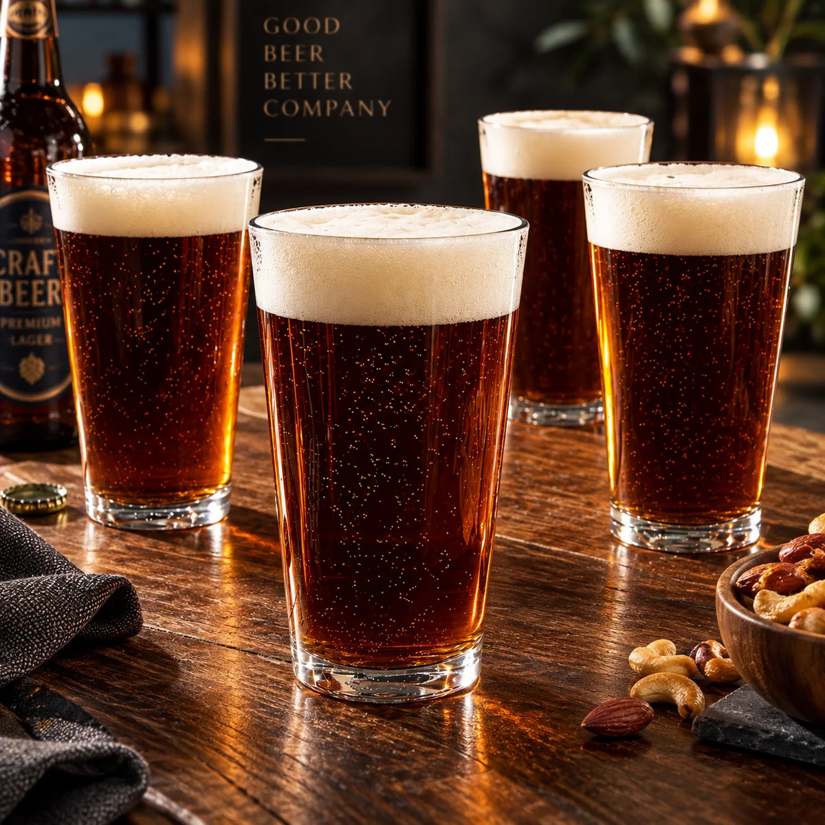 Pint Glasses Engraved Texture Set of 4