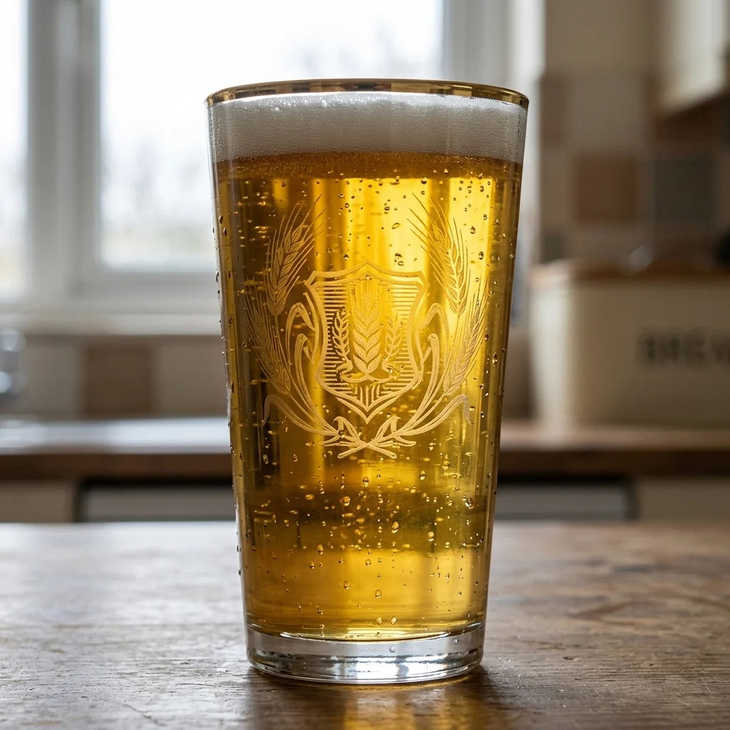 Pint Glasses Engraved Texture Set of 4