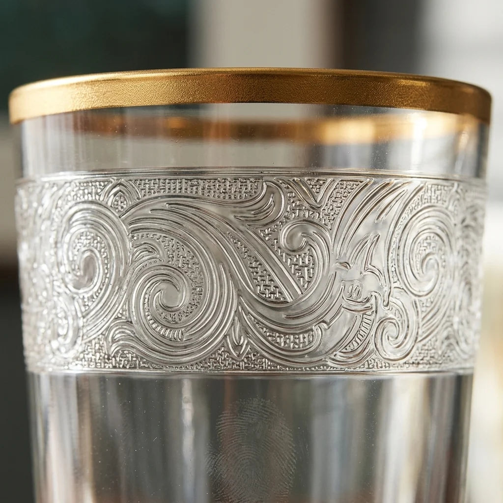 Pint Glasses Engraved Texture Set of 4