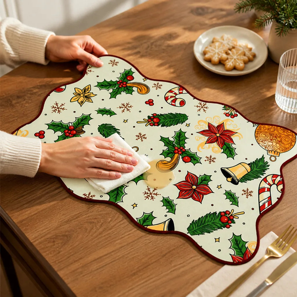 Placemat Festive Print Wipeable & Non-Slip 12 x 18