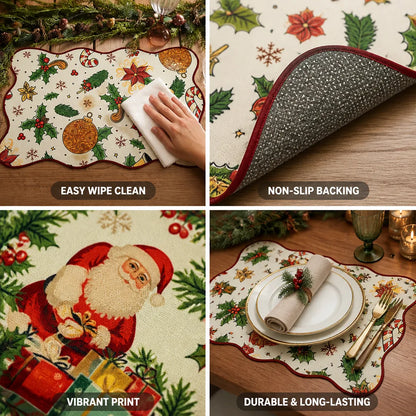 Placemat Festive Print Wipeable & Non-Slip 12 x 18
