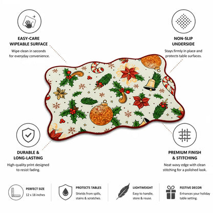 Placemat Festive Print Wipeable & Non-Slip 12 x 18