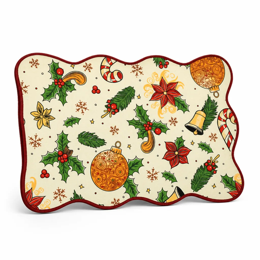 Placemat Festive Print Wipeable & Non-Slip 12 x 18