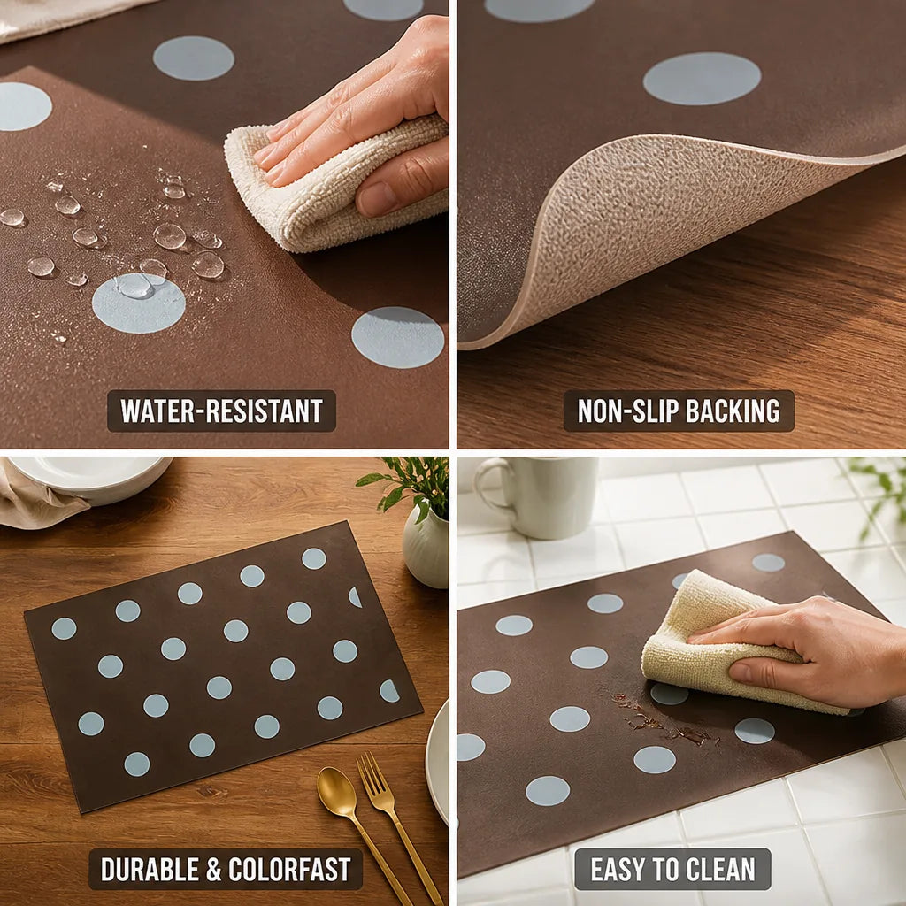 Placemat Polka Dot Water-Resistant & Non-Slip Backing