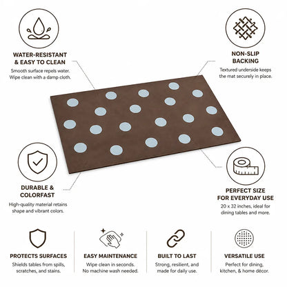 Placemat Polka Dot Water-Resistant & Non-Slip Backing