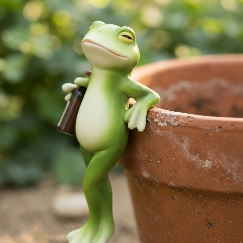 Plant Pot Figurine Rests On Rim Tool-Free