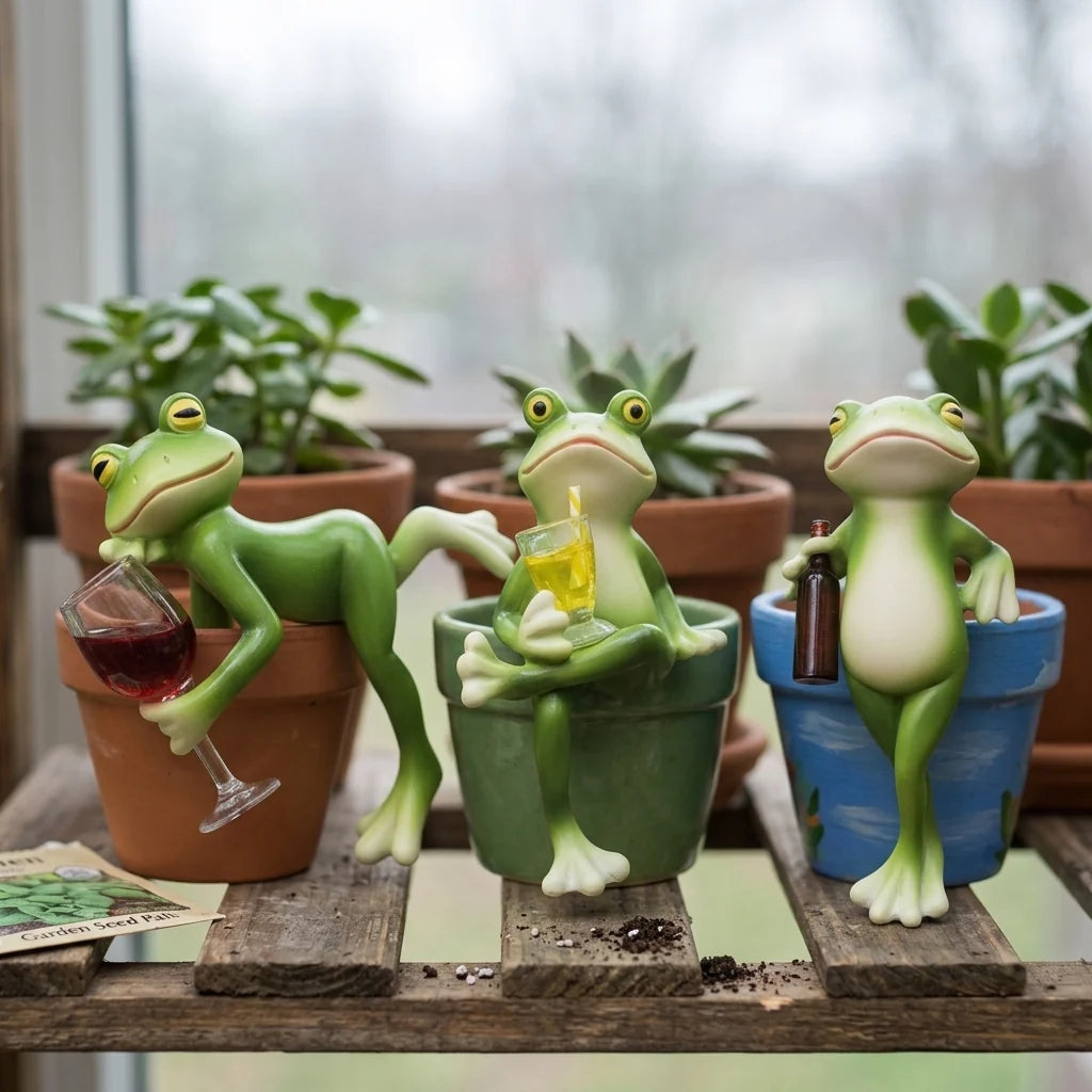 Plant Pot Figurine Rests On Rim Tool-Free