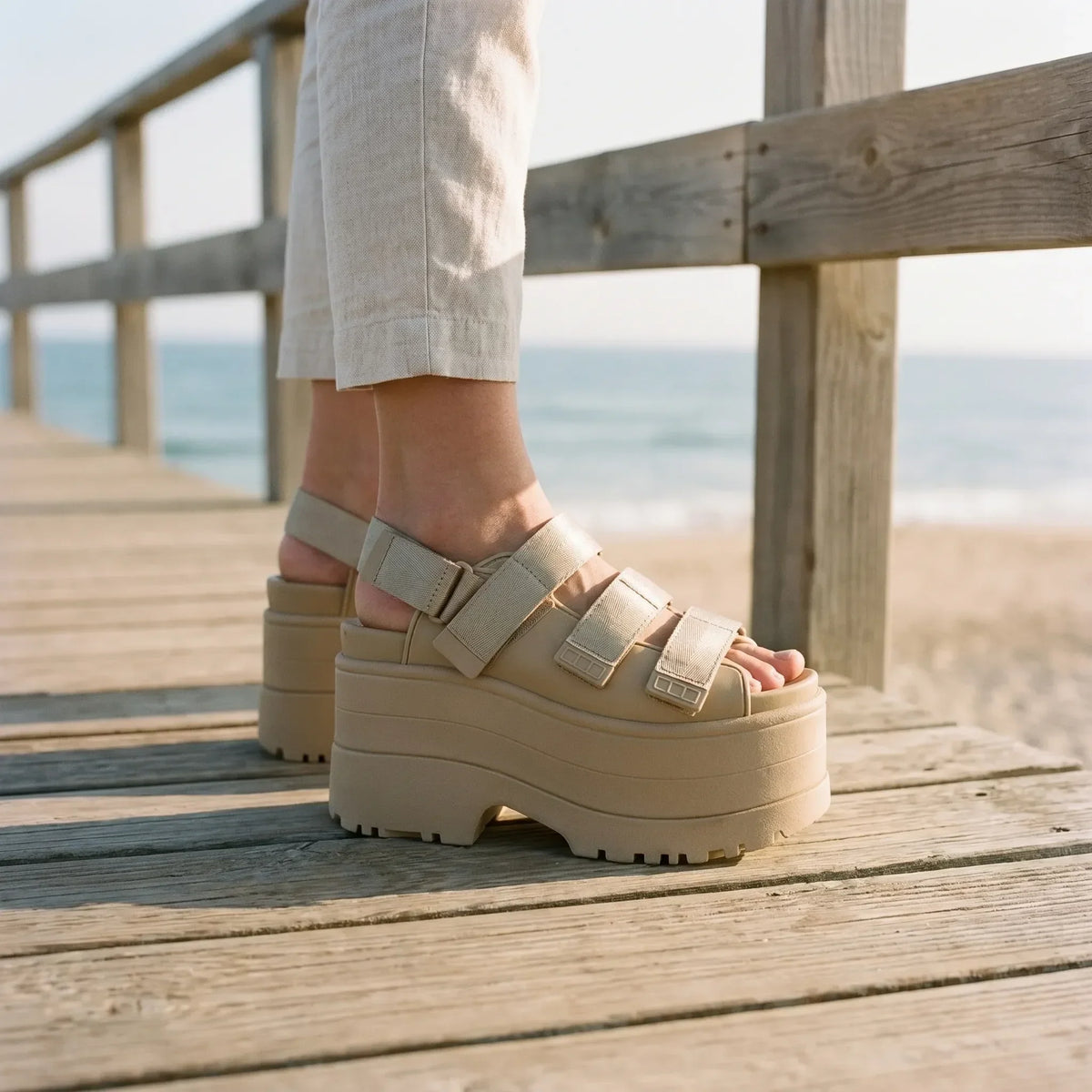 Platform Sandals Chunky 4.3-Inch Adjustable Straps Open-Toe