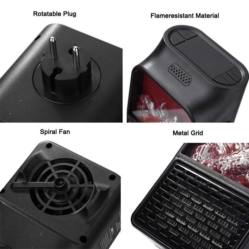 Plug-In Space Heater PTC Ceramic 500W Flame Effect