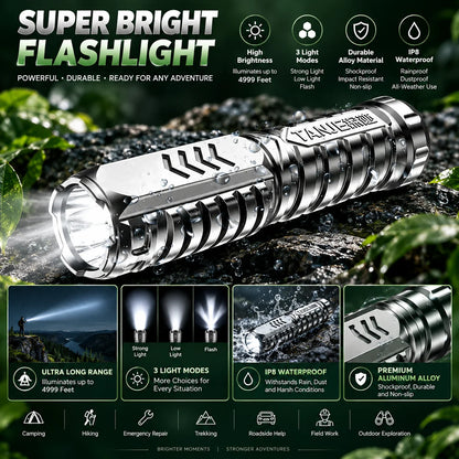 Pocket Flashlight Rechargeable Aluminum Compact Three Modes