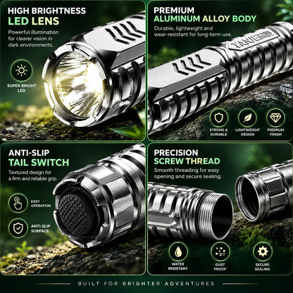 Pocket Flashlight Rechargeable Aluminum Compact Three Modes