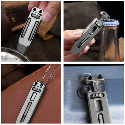 Pocket Pry Bar Multitool Titanium Keychain Adjustable Wrench