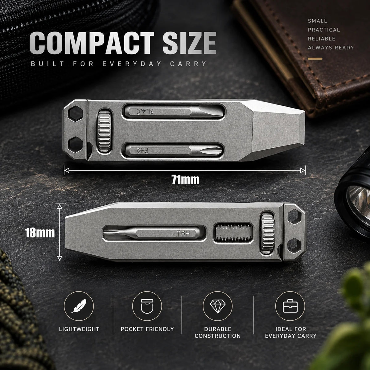 Pocket Pry Bar Multitool Titanium Keychain Adjustable Wrench