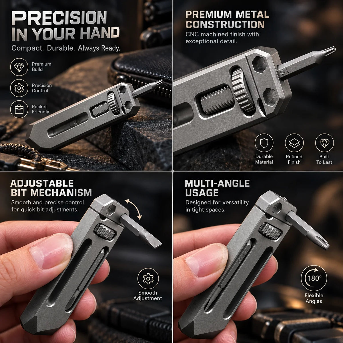 Pocket Pry Bar Multitool Titanium Keychain Adjustable Wrench