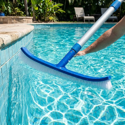 Pool Brush 18-Inch Wide Stiff Bristles Fits Telescopic Poles