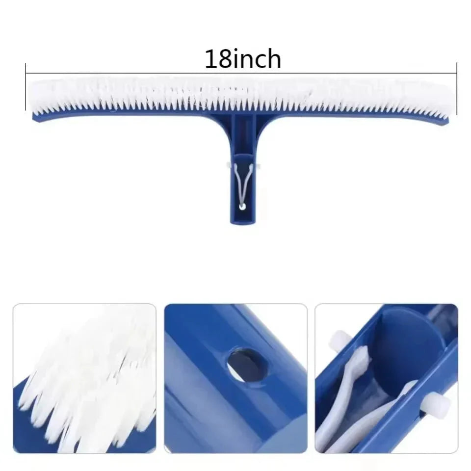 Pool Brush 18-Inch Wide Stiff Bristles Fits Telescopic Poles