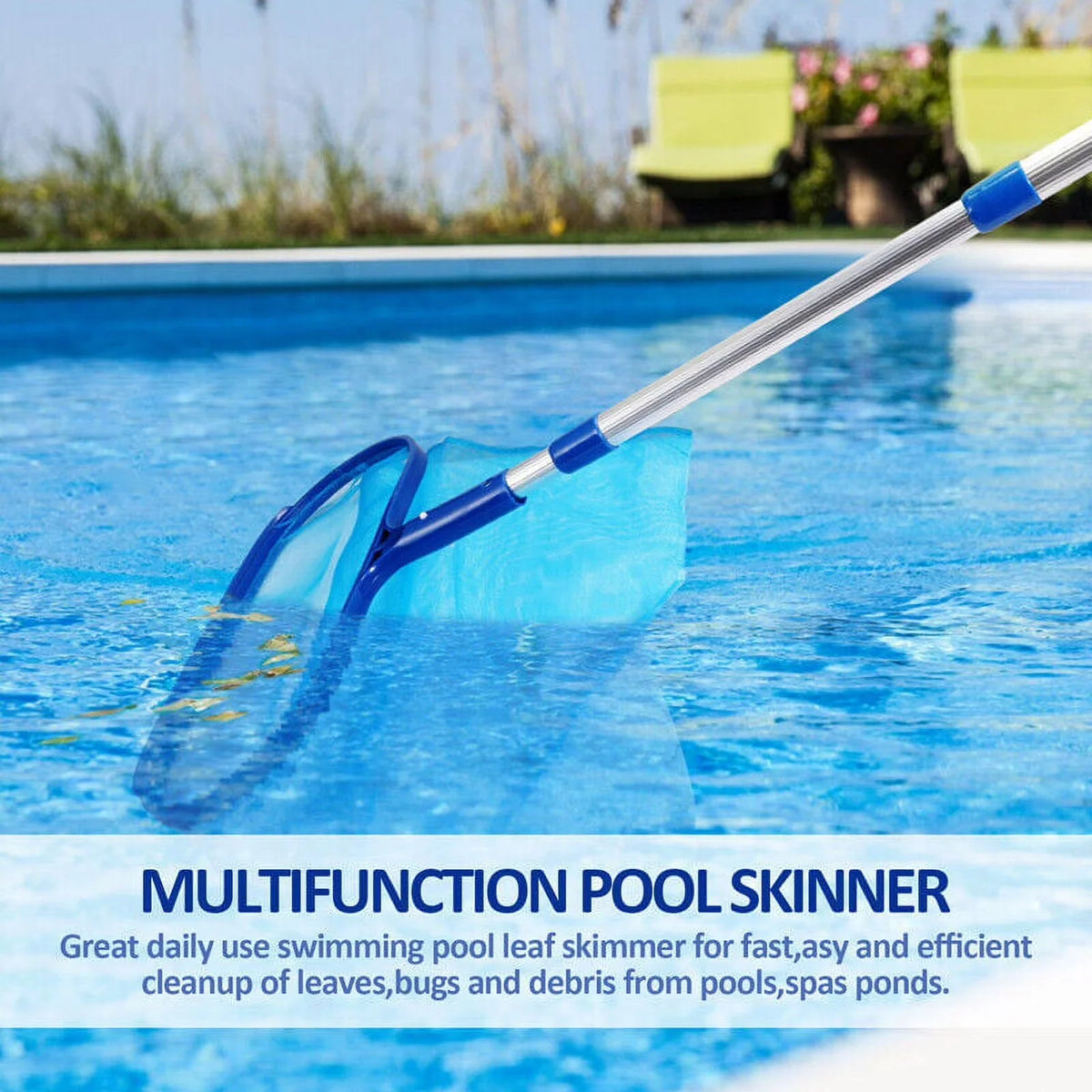 Pool Skimmer Net Fine Mesh Deep Pocket Telescopic Pole
