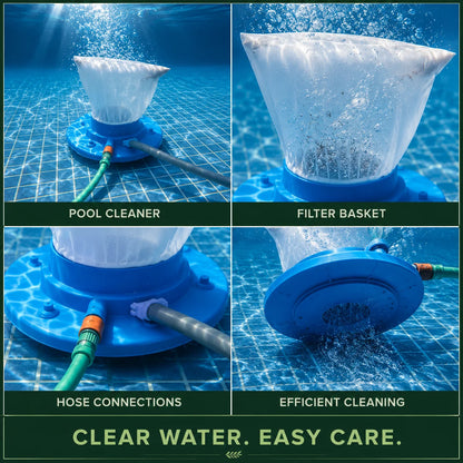 Pool Vacuum Hose-Powered Reusable Mesh Bag Above & Inground