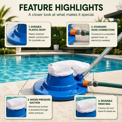 Pool Vacuum Hose-Powered Reusable Mesh Bag Above & Inground