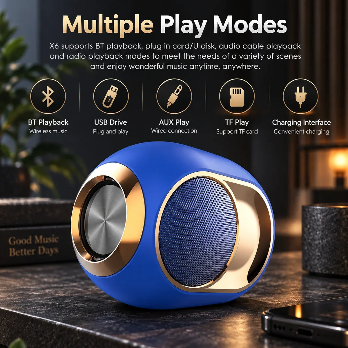 Portable Bluetooth Speaker Omnidirectional Stereo & Deep Bass