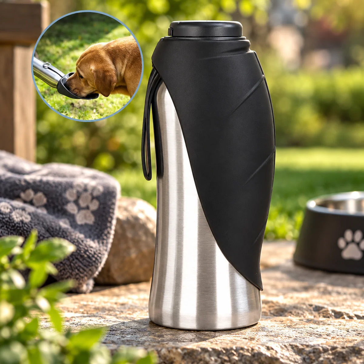 Portable Dog Water Bottle Double Wall Stainless Steel