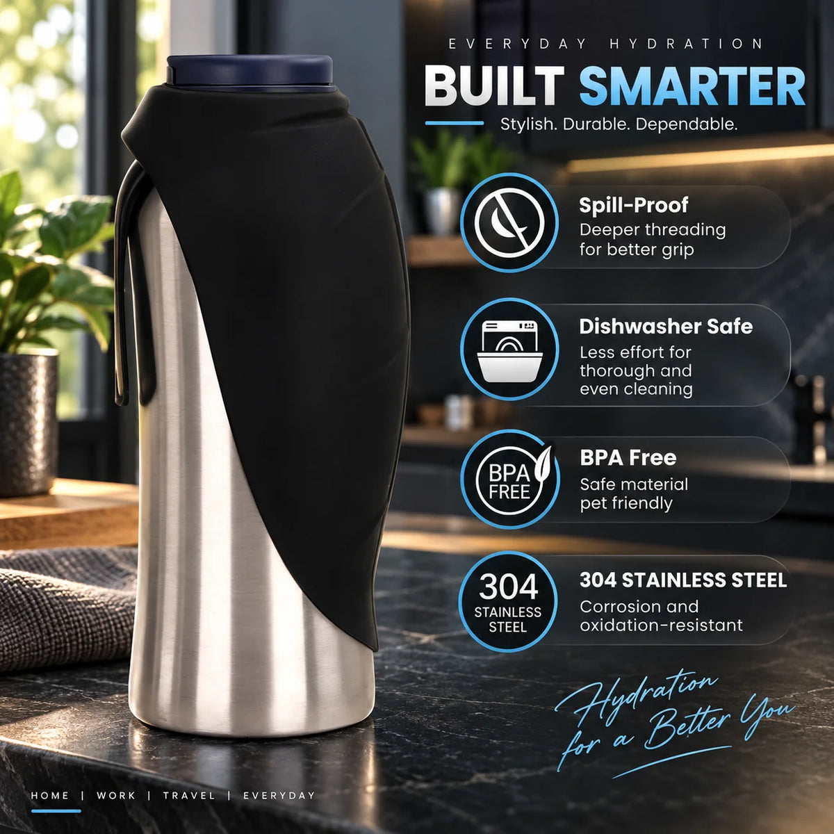 Portable Dog Water Bottle Double Wall Stainless Steel