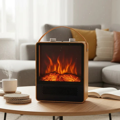 Portable Fireplace Heater 3D Flame 1500W Tip-Over Protection