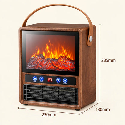 Portable Fireplace Heater 3D Flame 1500W Tip-Over Protection